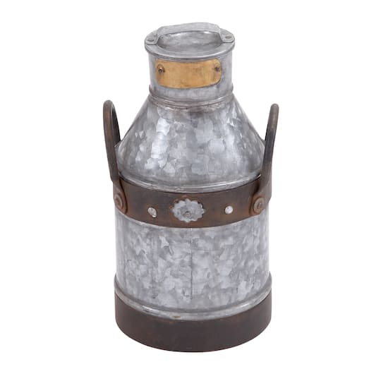 13" Gray Iron Farmhouse Decorative Can